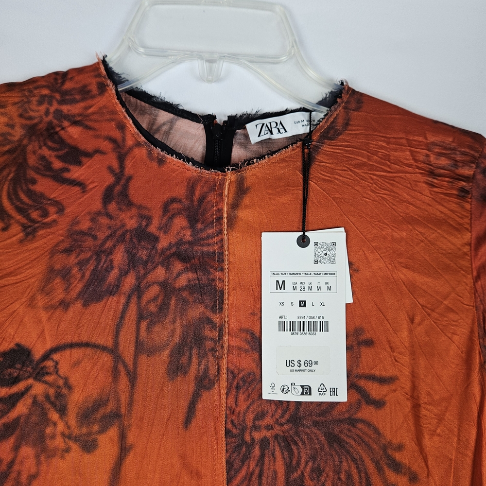 Zara Women's Orange Floral Dress - Picture 2 of 6